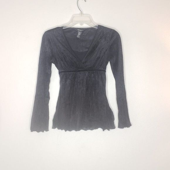 Vintage Y2K Bella Swan Velvet Goth Trumpet Sleeve Empire Blouse Size Small - Picture 2 of 10
